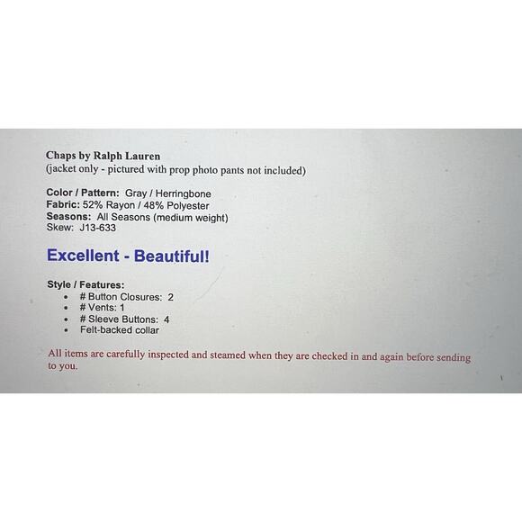 Chaps Ralph Lauren 46R Gray Herringbone Blazer Sport Coat Jacket - Picture 2 of 12